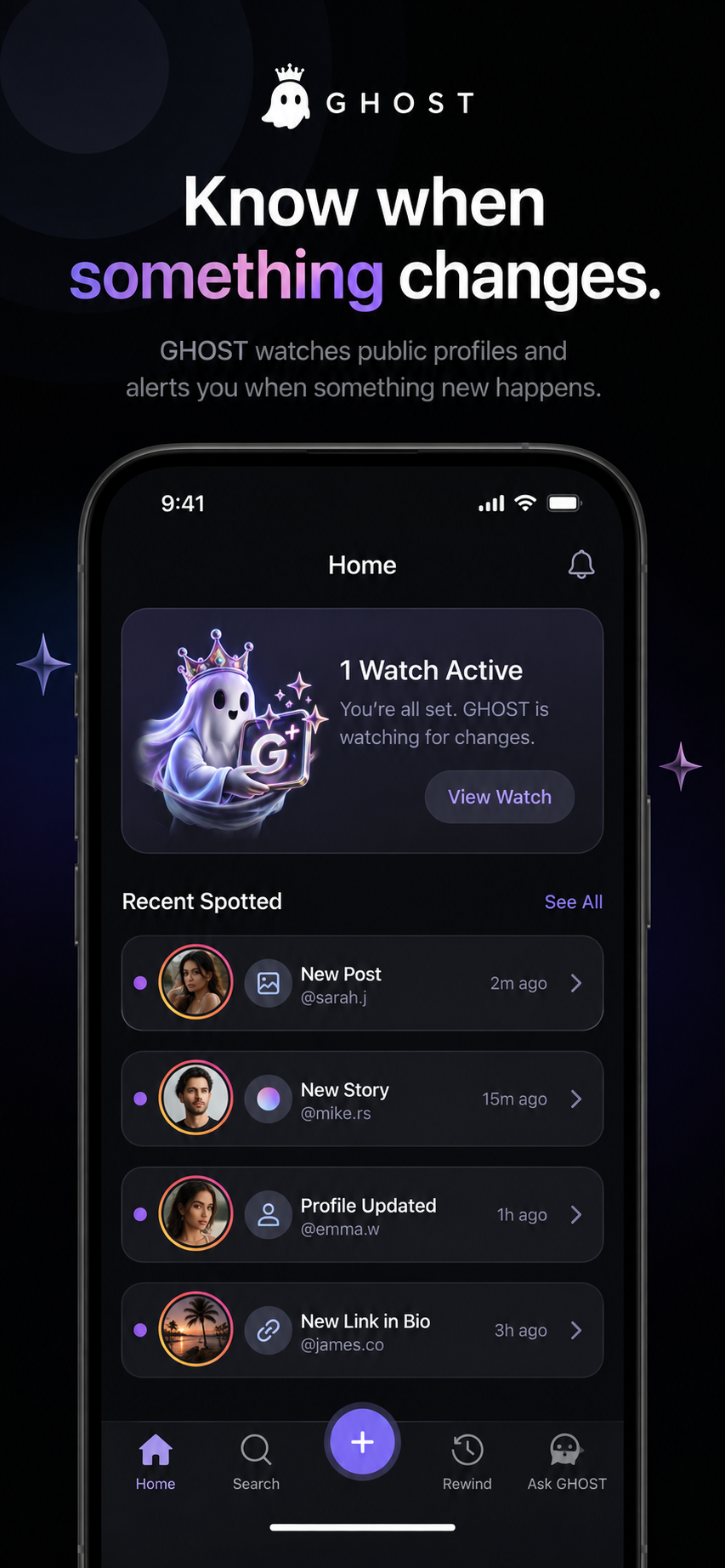 GHOST home screen