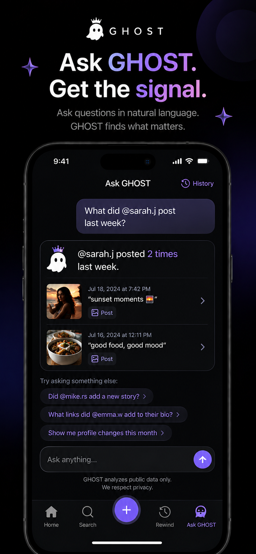 Ask GHOST screen